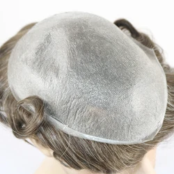 Ultra Thin Skin Mens Toupee V-Looped 0.03mm Human Hair Replacement System Toupee For Men Super Thin Skin Natural Hair Piece 8