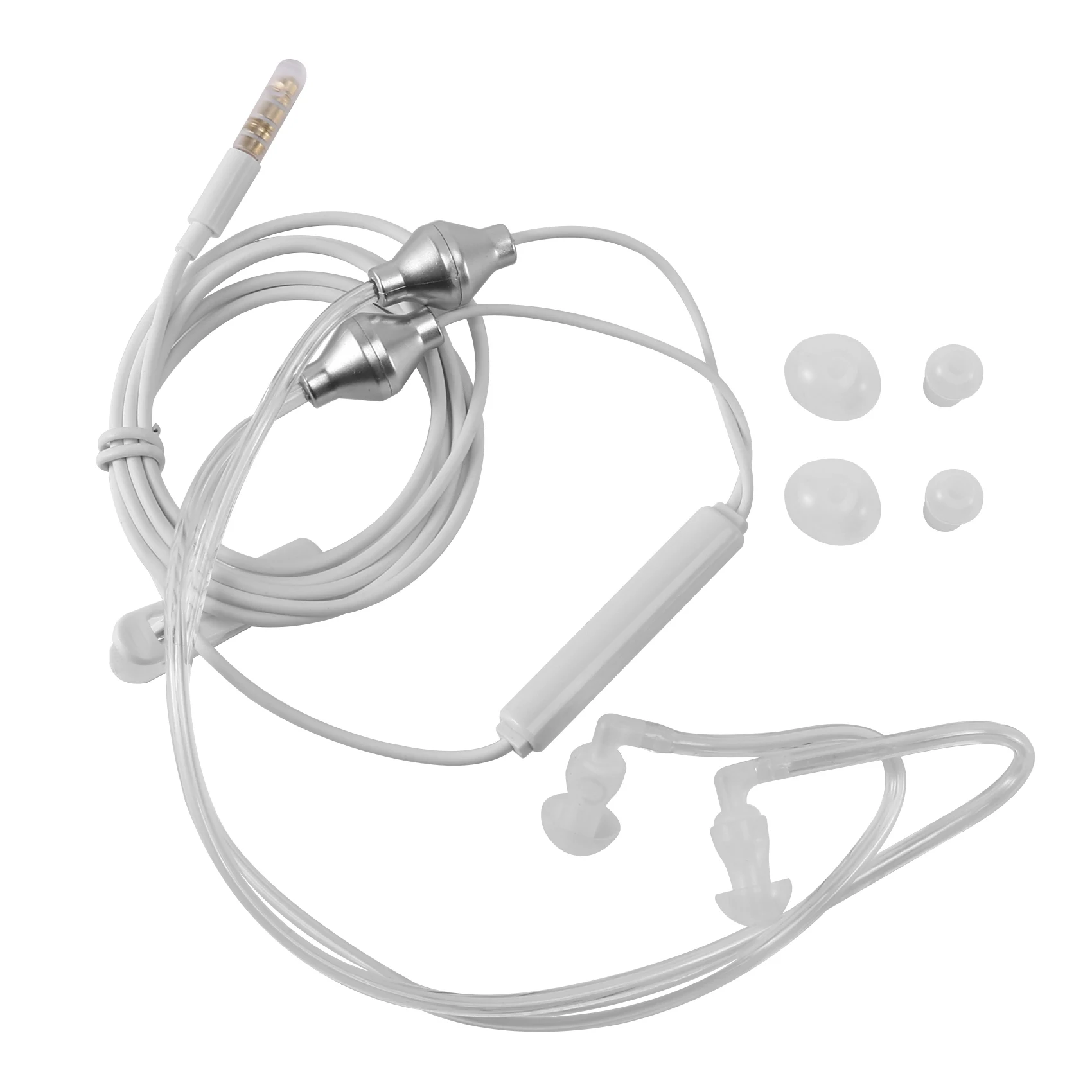 Auricolari binaurali anti-radiazioni Cuffie stereo con microfono Auricolari acustici universali con tubo dell'aria con cancellazione del rumore da 3,5 mm