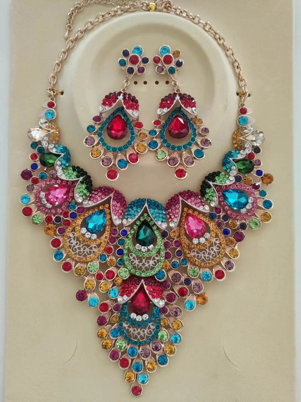 Luxury-Colorful-Peacock-Crystal-Rhinestone-Wedding-Jewelry-Set-Fashion ...