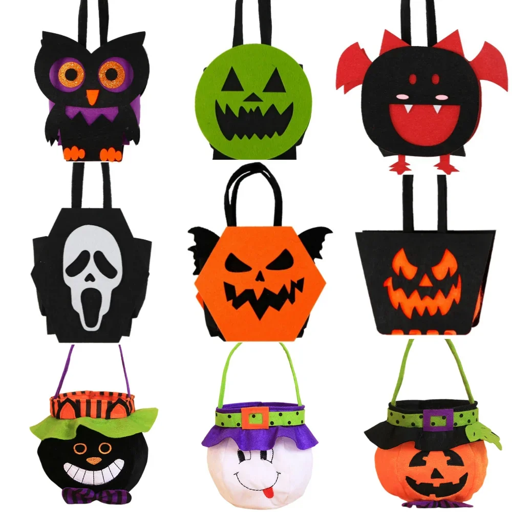 Halloween Vlies Süßigkeiten Taschen Kürbis Geist Fledermaus Geschenkverpackung Tasche mit glücklichem Griff Halloween Dekoration Partyzubehör