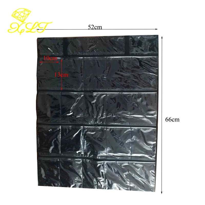 20 Grids Black Velvet Jewelry Roll Storage Bag Portable Ring Pendant Folding Travel Organizer Zipper Bag Earrings Case Box