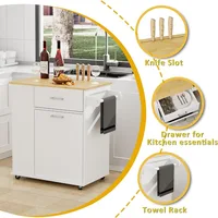 Rolling Kitchen Island with Trash Can Storage, Portable Kitchen Island on Wheels with Towel Rack & Spice Rack, Tilt Out Trash Ca 4