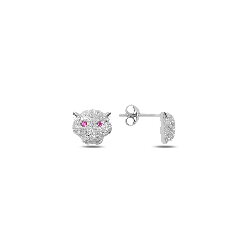 

Silver 925 Sterling Zircon Stone Tiger Earrings