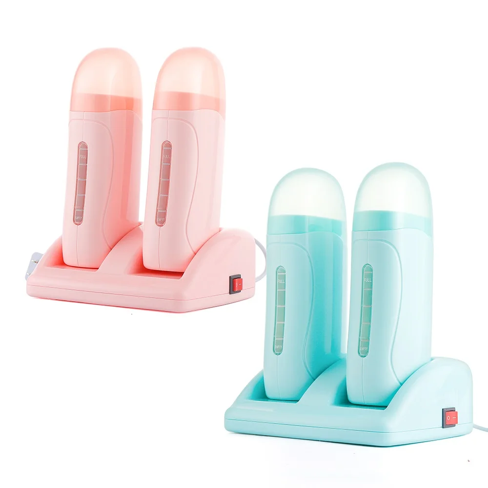 Dual Wax Heater Epilator Cartridge Electric Roll-On Depilatory Paraffin Wax Heater Hair Removal Wax Warmer Use for Leg Arm Body