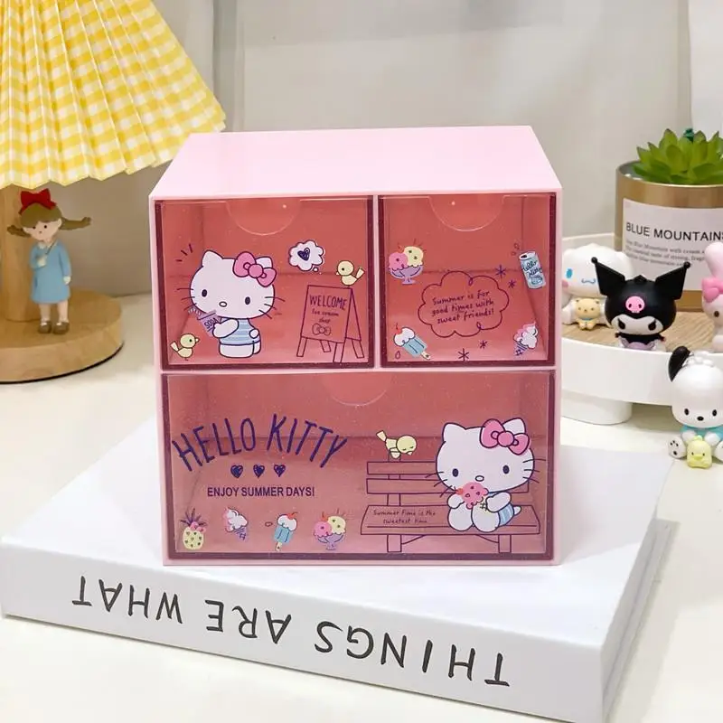 

Sanrios Hello Kitty Kawaii Desktop Storage Box Anime My Melody Cute Printing Jewelry Box Cartoon Kuromi Sundry Box Girl Gift
