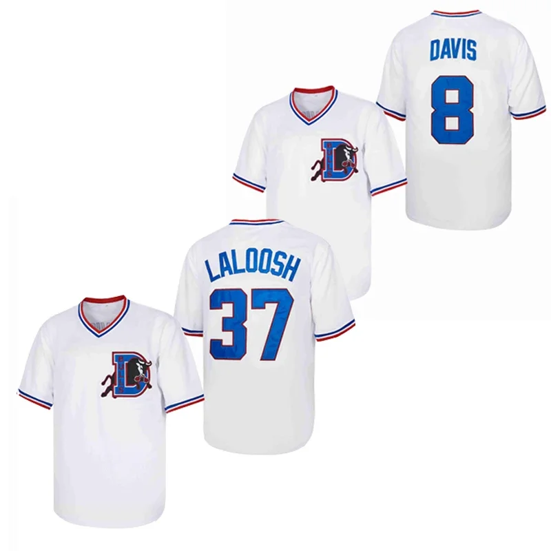New Men Baseball Jersey 8 DAVIS 37 LALOOSH Sewing Embroidery Outdoor Sportswear Hip Hop Street Culture White New