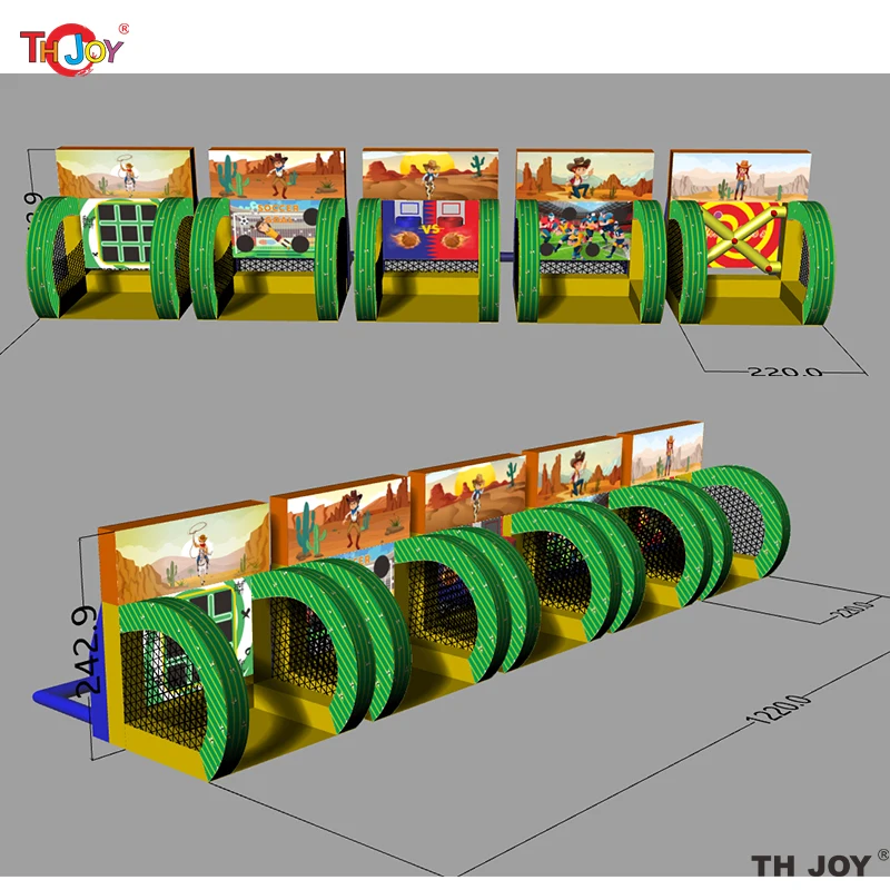2024 Newest 5 in 1 Inflatable Carnival Bundle Games Soccer Dart Knock Down Ring Ross Game For Kids And Adults 5