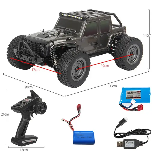 16103 1/16 2.4GHz 50KM/H 4wd Rc Car 390 High-speed Carbon Brush Strong Magnetic Motor 5-wire Steering Gear Spring Shock Car 2