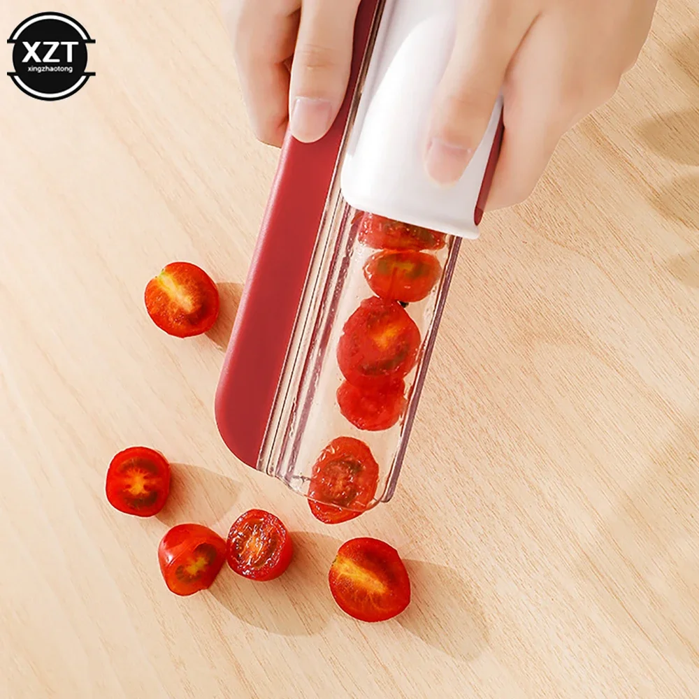 Multifunctional Cherry Tomato Chip Slicer Grape Cutter Vegetable Fruit Zip Slicer Knife Chopper Kitchen Tools Kitchen Gadgets