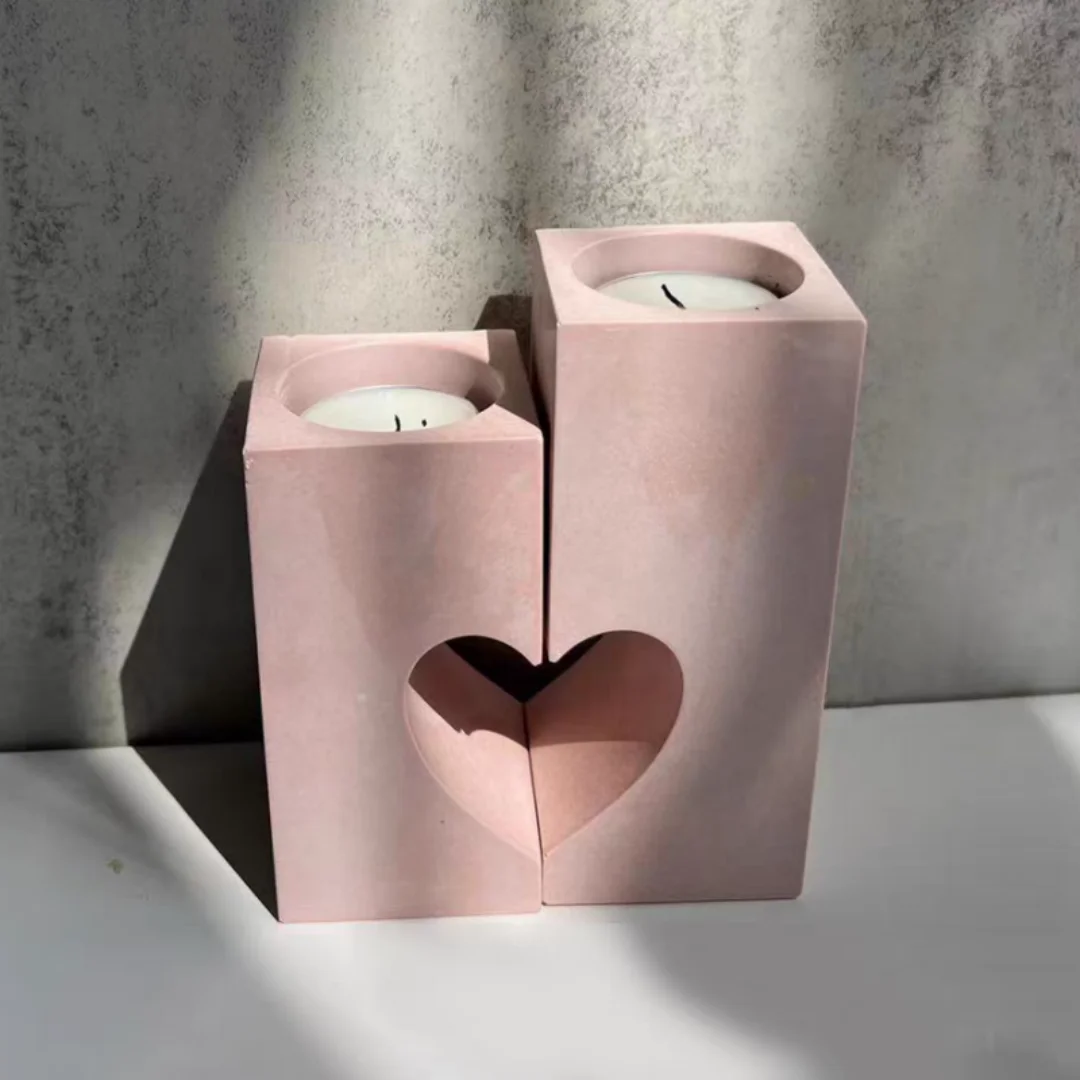 Molde De Silicona En Forma De Corazón Geométrico - 12.8x10.8 Cm, Con 10 Goteros, Para Velas O Manualidades