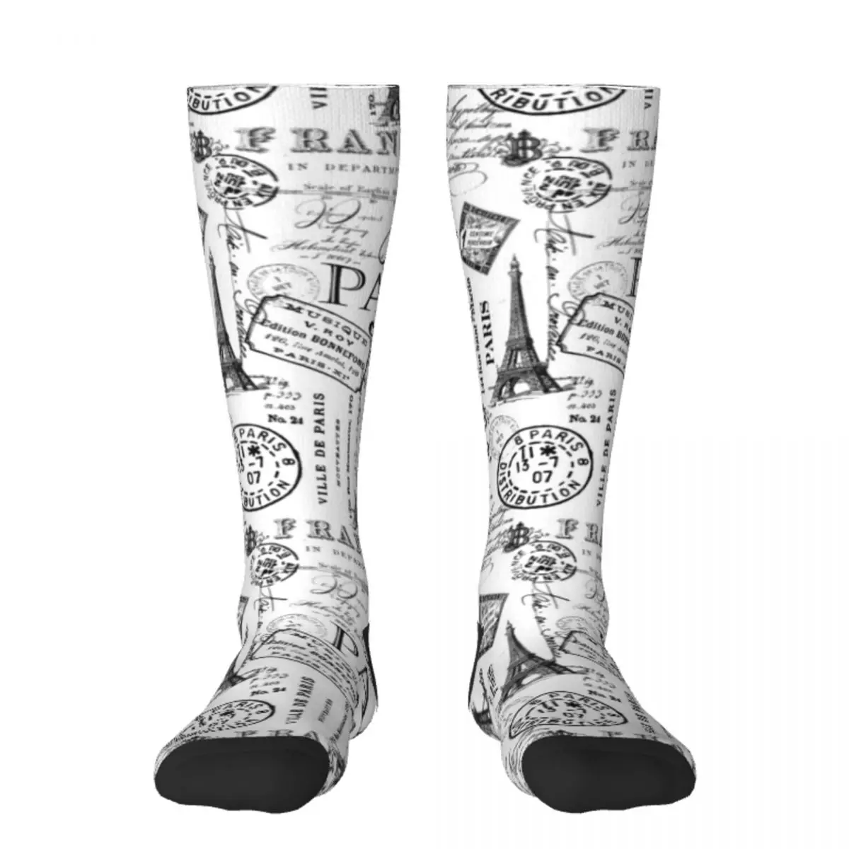 

Винтажные Парижские черно-белые ностальгические носки с цветным носком спортивные японские модные носки до щиколотки для мужчин и женщин