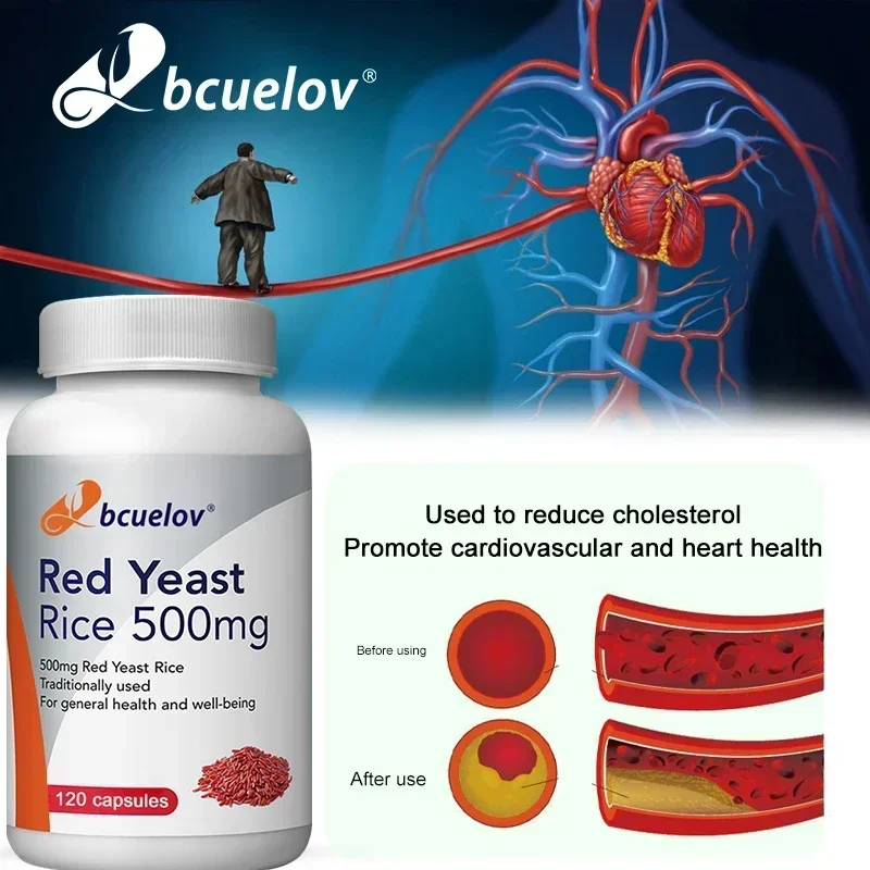 BCUELOV Red Yeast Rice Supplement-Regulate blood lipids, protect cardiovascular health, anti-oxidation, intestinal health