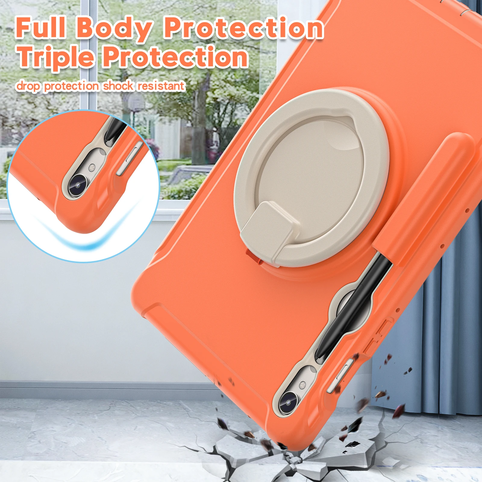 With Pen Slot Tablet Case For Samsung Galaxy Tab S9 X710 Tab S7 11" T870/S8 X700 360&deg;Rotation Shockproof Cover