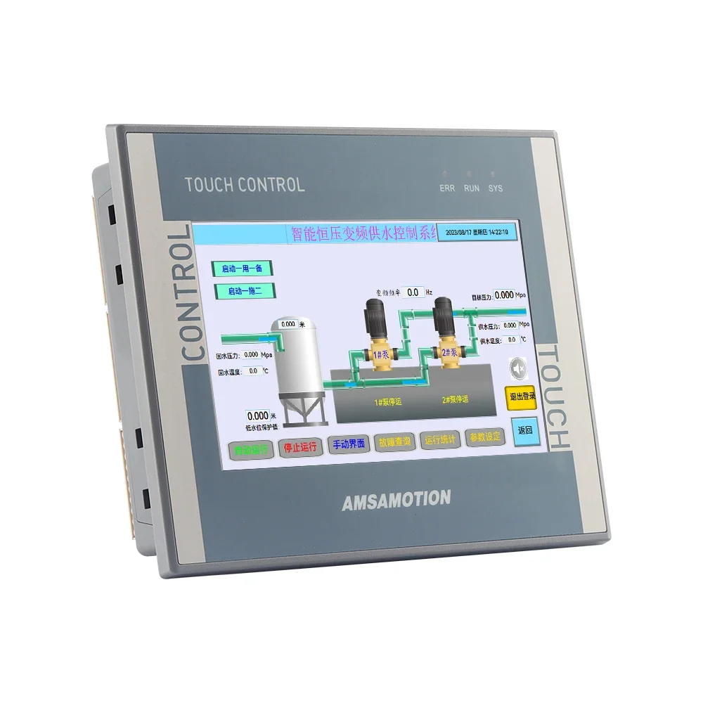 AMSAMOTION HMI PLC 올인원 머신 교체 AMX-S7-200 24I 22O 이더넷 모니터 컨트롤러, 터치 스크린 RS485 패널, 7 인치