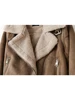 ZACK RAIN Brown Jacket For Women 2023 Winter Vintage Fur Integrated Jacket Lapel Long Sleeves Jackets Female Outwears Chic 3