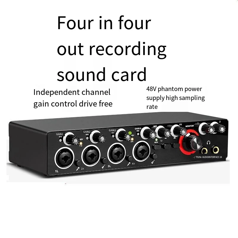 OriginalNew4ChannelAudioInterfaceRecordingStudioProfessional