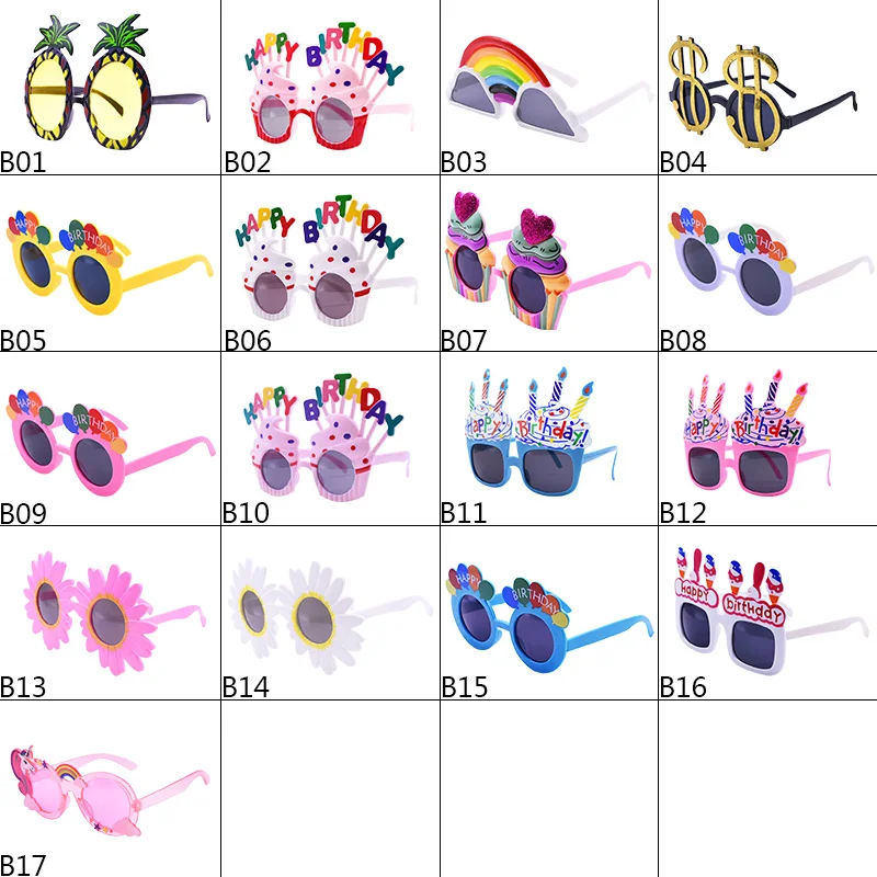 Party Photo Props Funny Sunglasses Heart Shaped Glasses Birthday Party Glasses Candle Sunflower Rainbow Sunglasses Photo Booth Props Kids Favor Party Decor