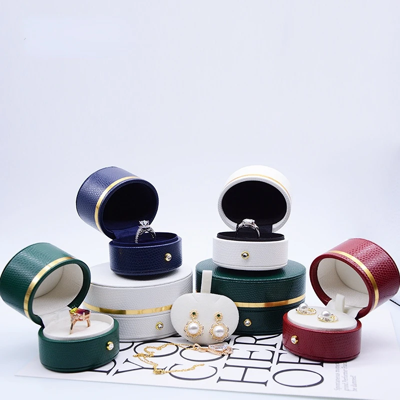 

New Creative Oval PU Leather Diamond Ring Necklace Earrings Packaging Jewelry Gift Box High-end Crocodile Pattern Jewelry Box