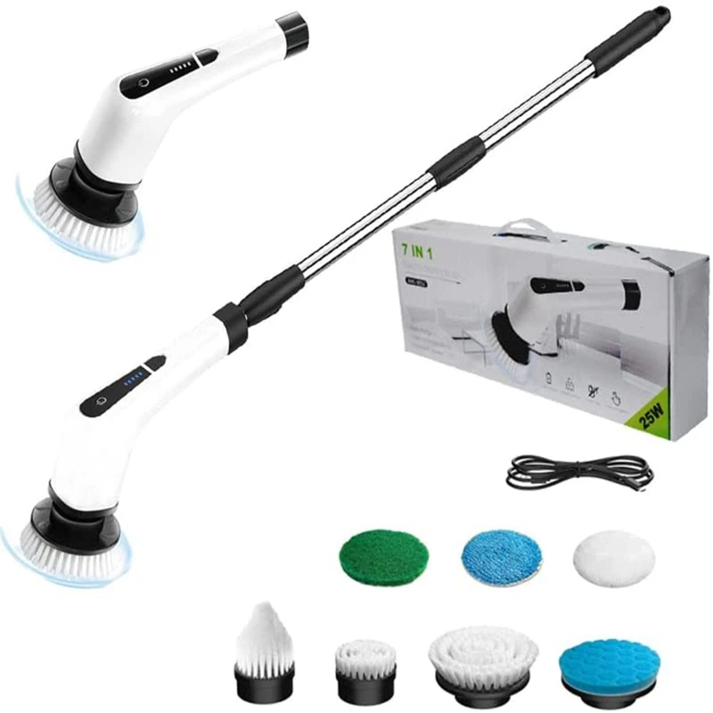 7 in 1 Electric Spin Cleaner Electric Swivel Scrubber 360 Cordless Tub and  Tile Scrubber Multi-Purpose Surface Tile Cleaner