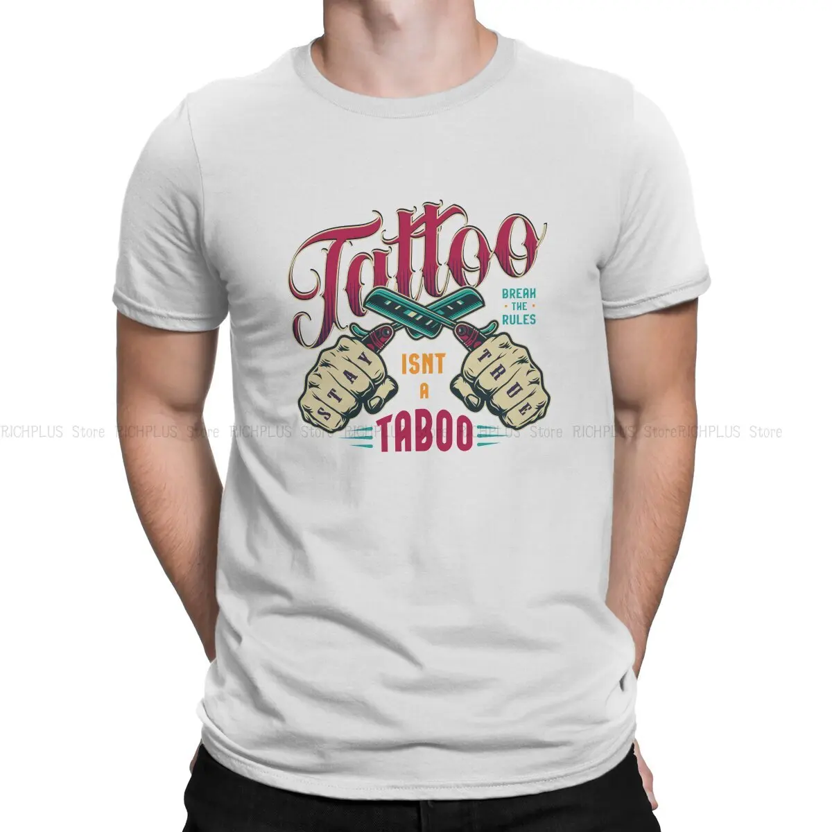 Tattoo Style Tshirt Tattoo Not A Taboo Elegante T-Shirt In Poliestere Oversize Abbigliamento Uomo Ofertas Grande Vendita