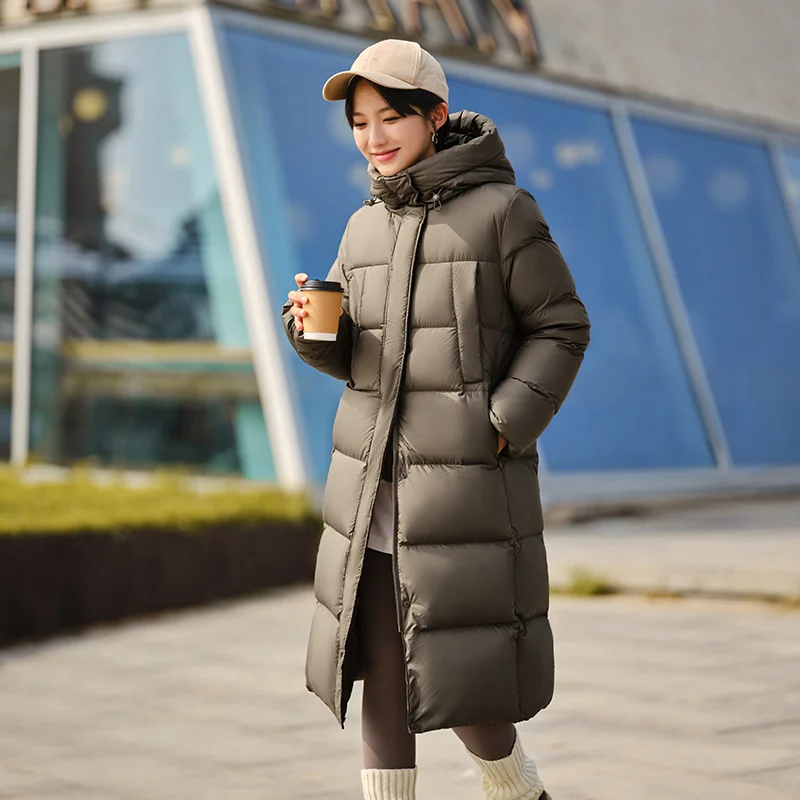 Semir Down Jacket Women Long Length Three-Proof Versatile 2024 Updated Winter New Loose Hooded Coat Simple Down Jacket 5