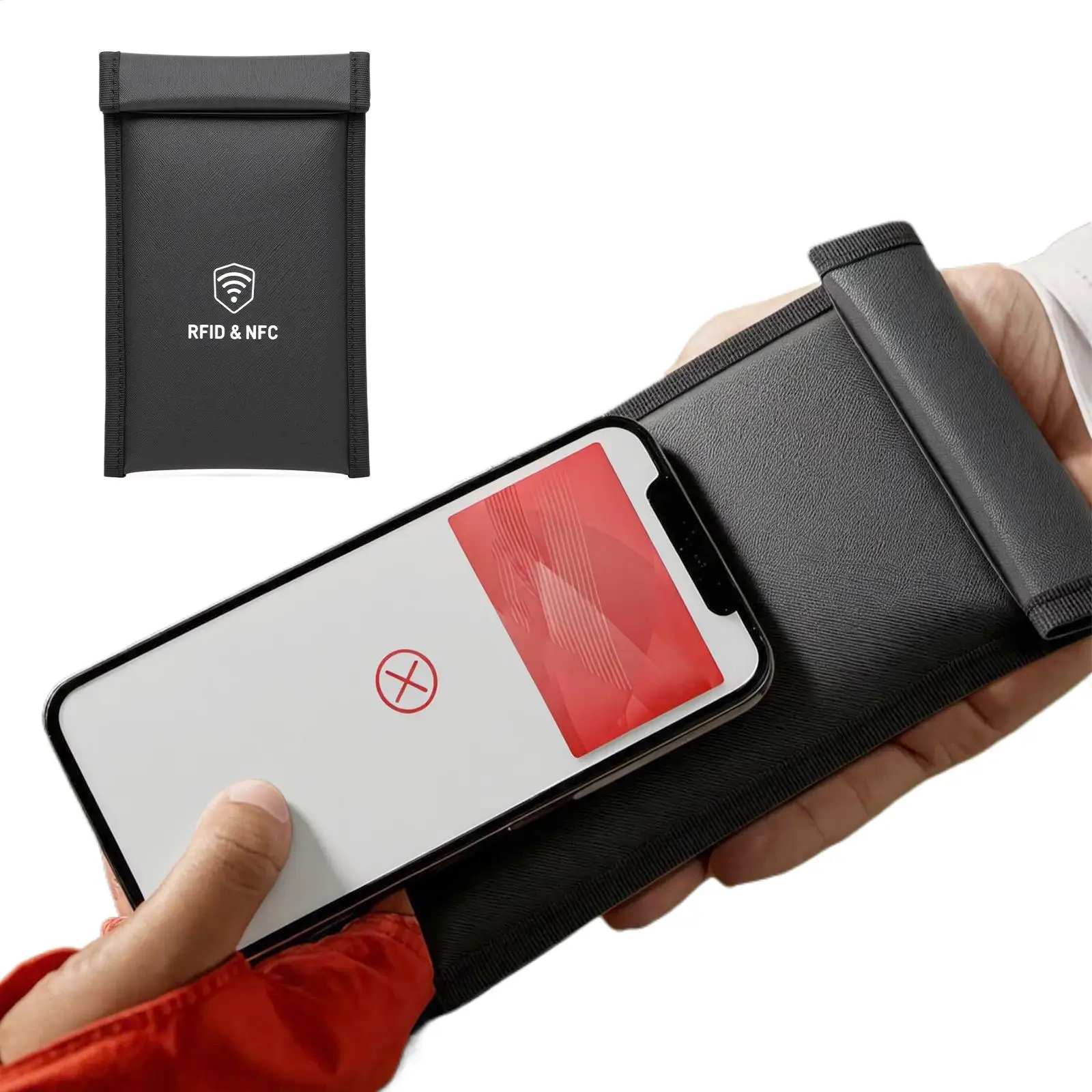 Faraday Bag for Signal Blocking and Privacy Protection with Detachable Wrist Strap