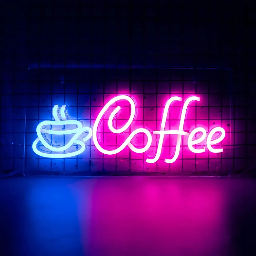 

Camping Light Coffee Neon Sign USB Powered Coffee Sign LED Coffee Neon Signs for Wall Decor Café Restaurant Hotel Coffee Bars