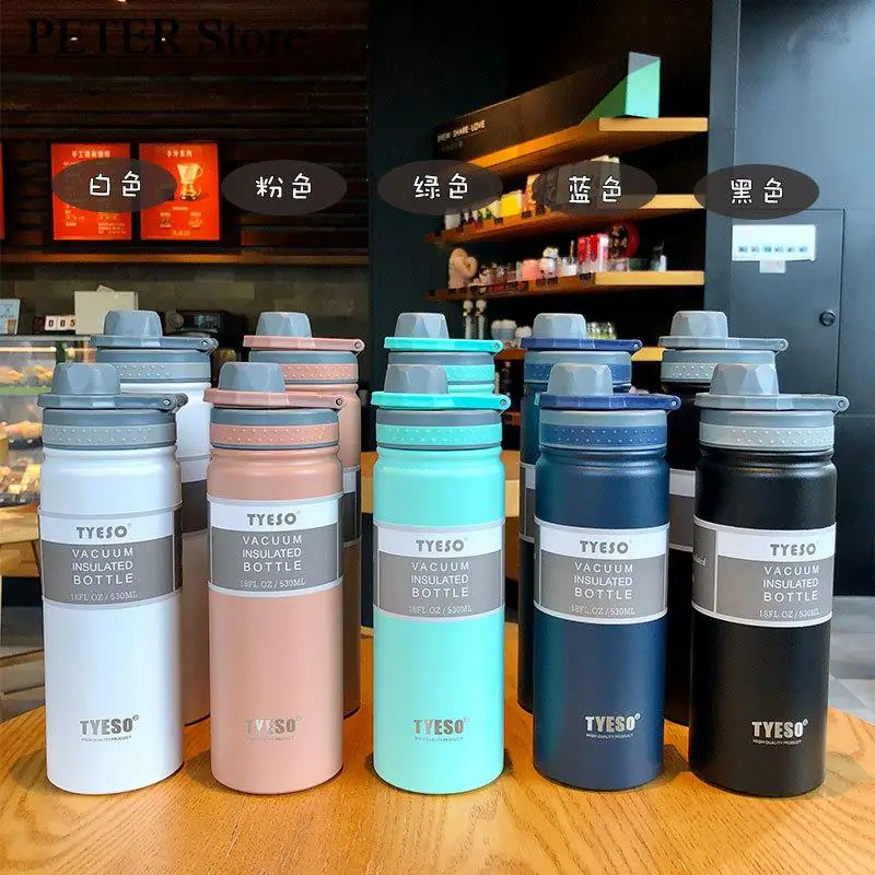 530/750ML Tyeso Stainless Steel Thermos Mug Portable Vacuum Flask Thermal Bottle Tumbler Thermo Cup With Straw Copo Termico