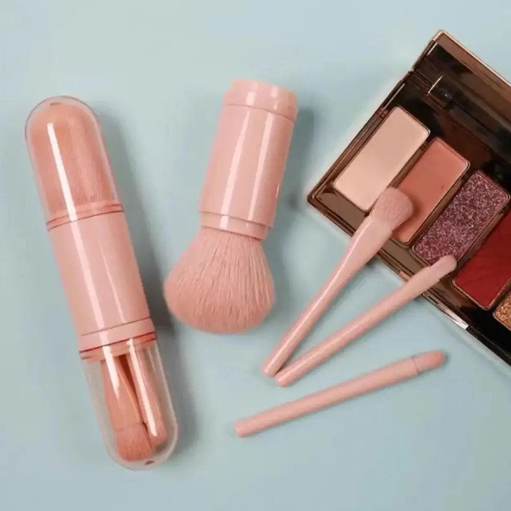 

4 In 1 Telescopic Makeup Brush Portable Travel Makeup Brushes Set Eyeshadow Loose Powder Mini Makeup Brush Beauty Tools