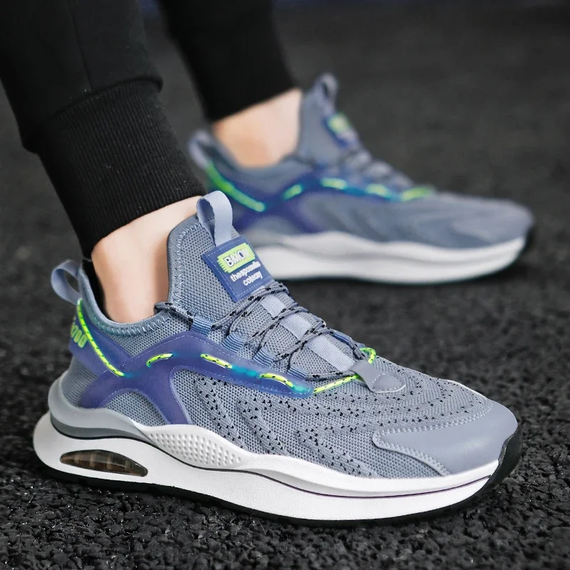 2023 New Shoes for Men Cross-tied Men's Vulcanize Shoes Hot Sale Round Head Fashion Color Matching Breathable Mesh Sneakers