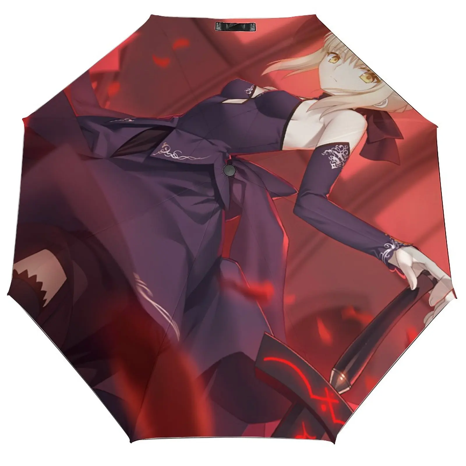 Anime Fate Stay Night Printed Umbrella Rain Women Automatic Umbrella Three Folding Sun Protection Umbrella Male Portable Parasol