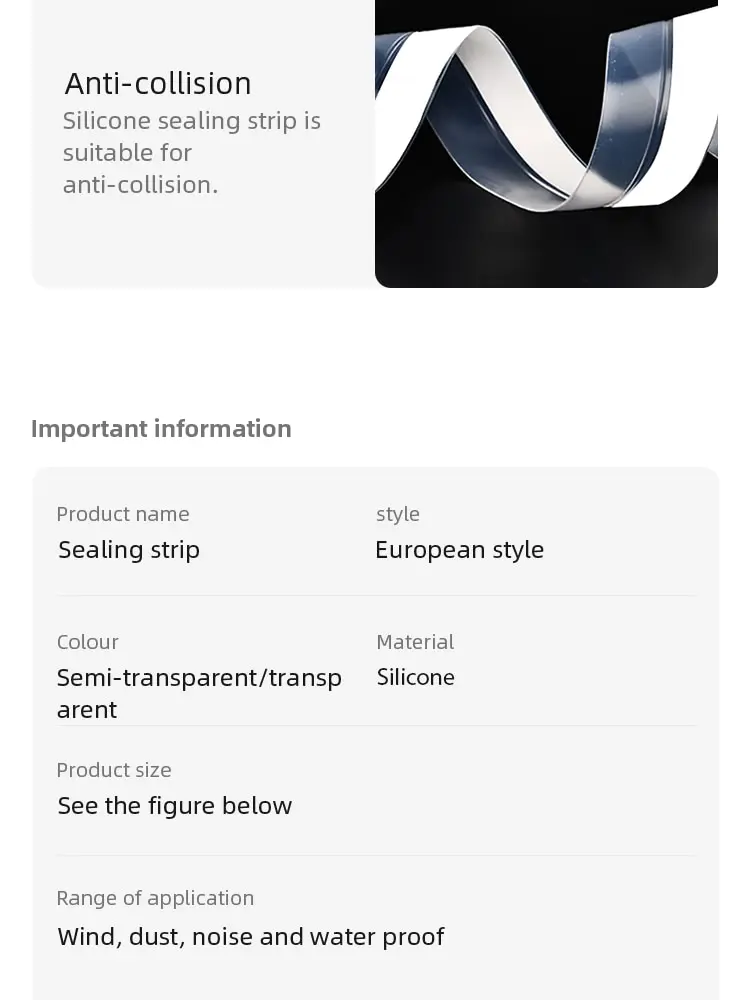 S67ef89b4e60d47cbbf654f64d3838133O 5m, Door And Window Seal Rubber Door Seam Soundproof And Windproof Sticker Self Adhesive Door Windscreen Sealing Tape Mallzona