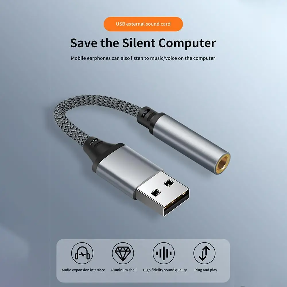

USB-звуковая карта с USB на 3,5 мм аудиоадаптер для наушников внешняя звуковая карта аудио карта для микрофона наушников компьютера ПК