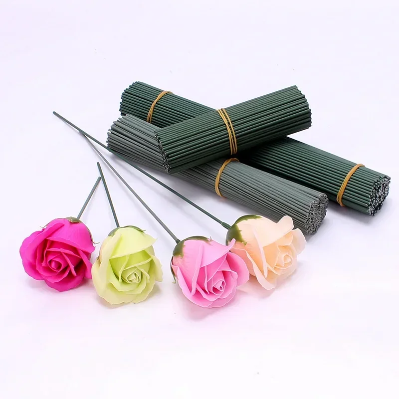 Artificial Flower Stems Rose leaves/base Iron Wire Stem DIY Soap/ Paper Flower Stub Accessory Stems Craft Decor artificial flower