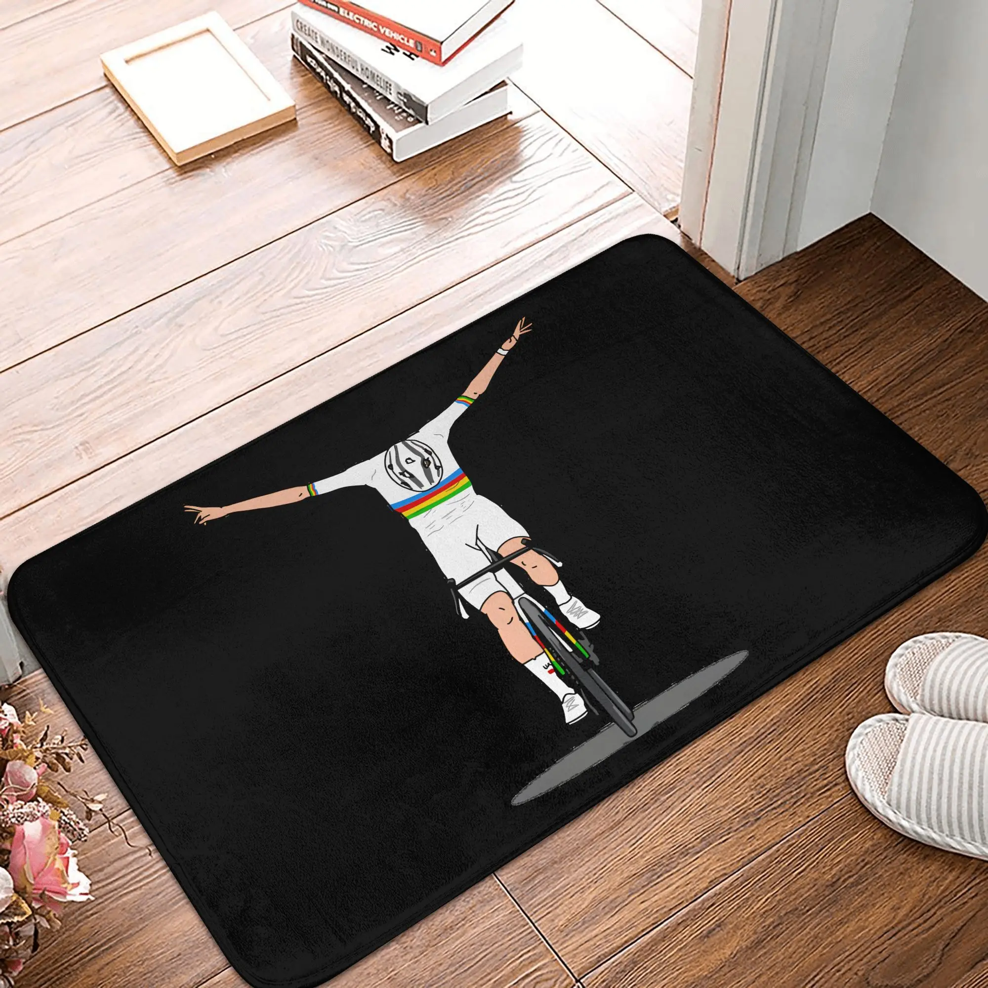 사이클링 팀 Tadej Pogacar 현관문 매트 미끄럼 방지 야외 방수 현관 매..