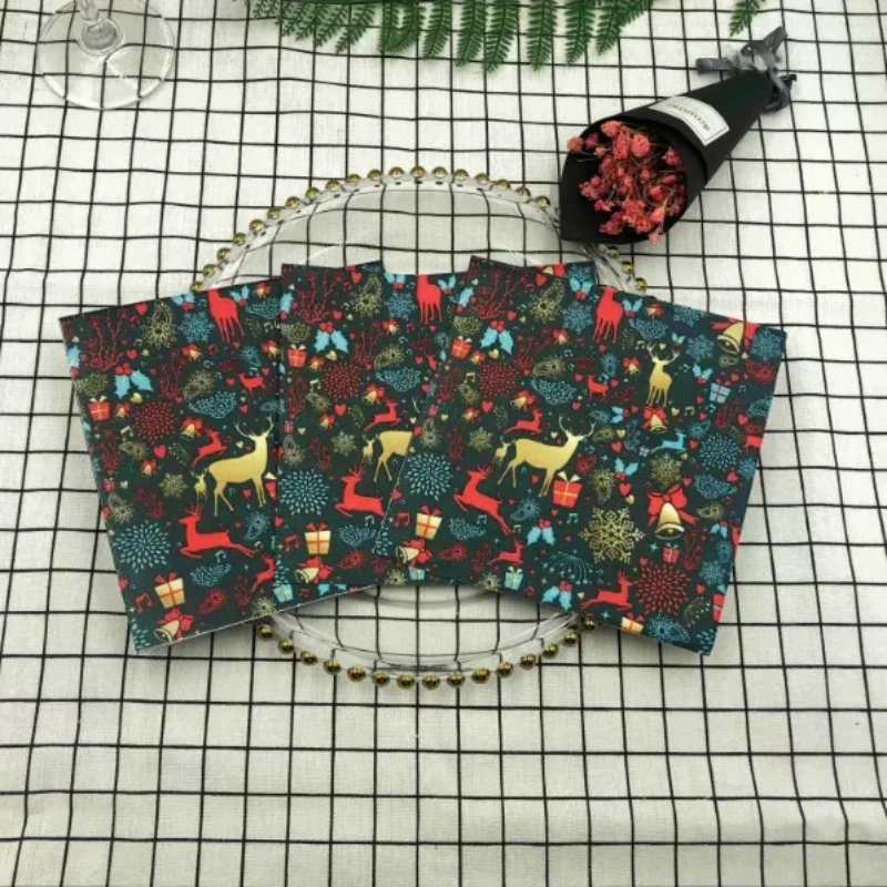 10/20pcs Pac Colorful Printed Christmas Moose Fireworks Table Mouth Cloth Paper Napkins Holiday Party Square Paper Napkins 33cm paper napkins