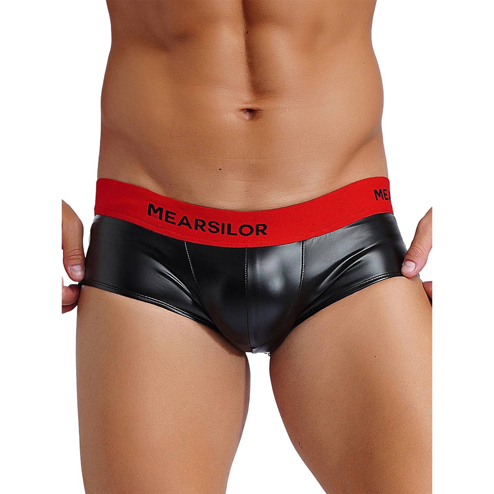 thumbnail image 1 of Calzoncillos Bóxer de tiro bajo para hombre, pantalones cortos con bolsa convexa, ropa interior de látex, banda con letras, cintura elástica, lencería, bragas, ropa de descanso para club nocturno, 1 of 4