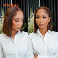 Lagos – perruque Bob Lace Frontal Wig naturelle, cheveux lisses, courts, blond foncé, 13x4 HD, sans colle, pre-plucked, prêt à porter 4