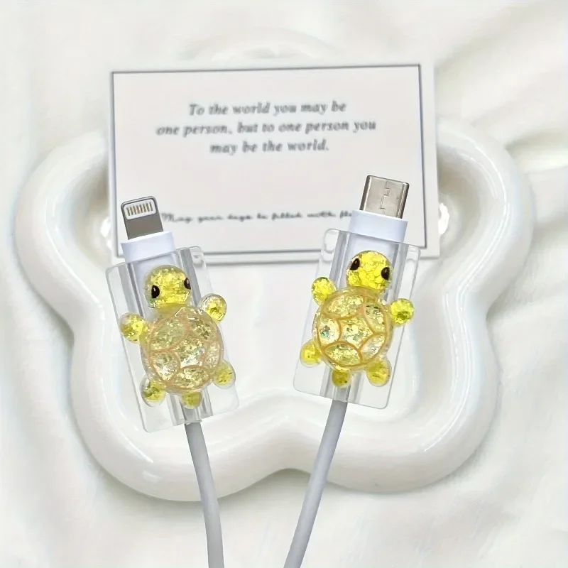 Set of 2 Turtle Silicone Charger Cable Protectors - Anti-break Cord Cover Clips