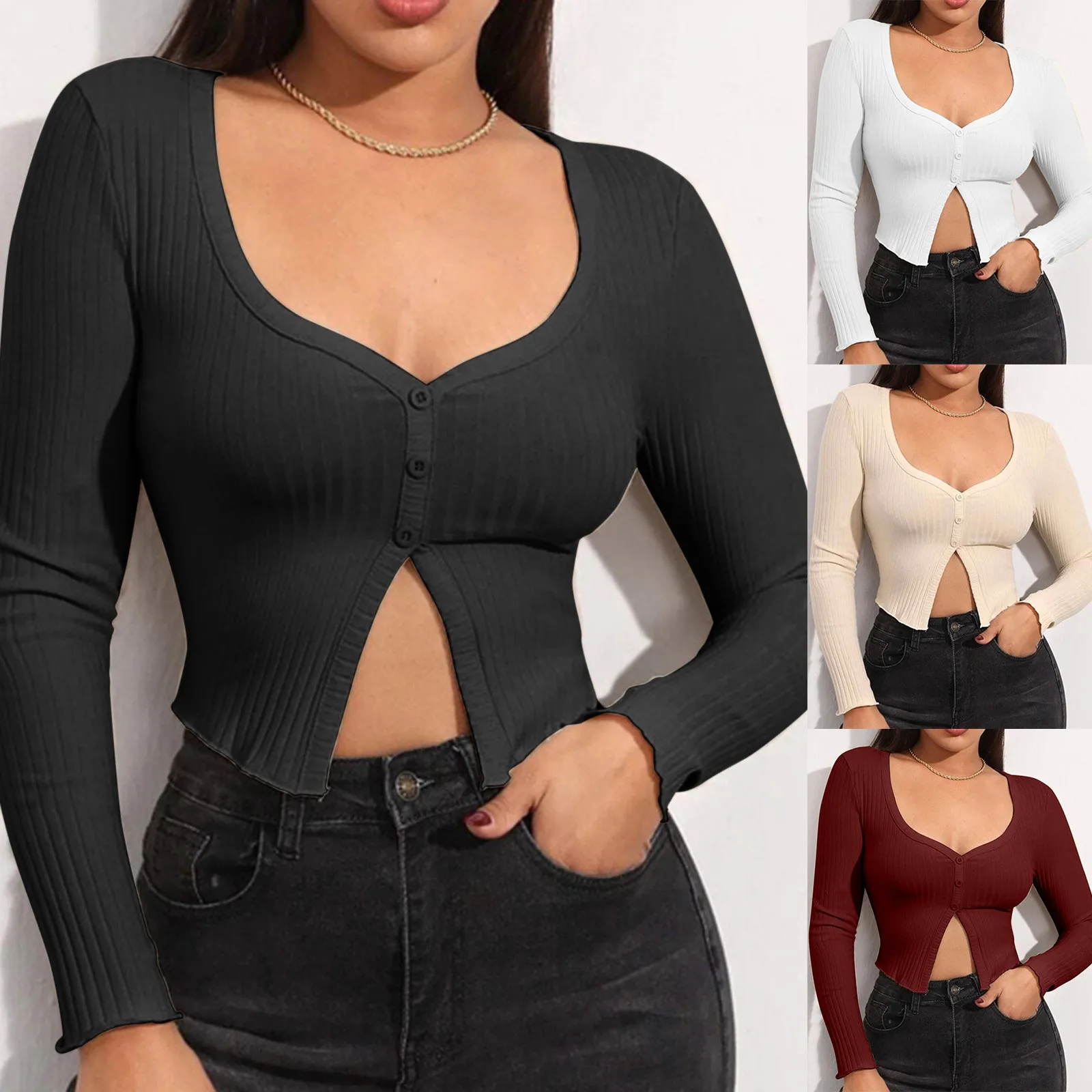 

Summer Shirt for Women Spring And Summer New Long Sleeved Crop Cardigan Top Women Holiday Tee Long Sleeve Sleep Shirts Cotton