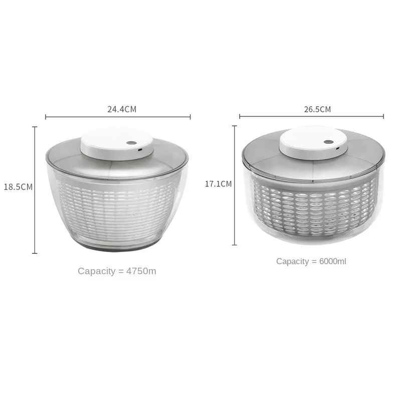 Electric Salad Spinner Vegetable Dehydrator Fruit Dryer Lettuce Drainer Dry and Wet Separation Draining Salad Kitchen Gadgets