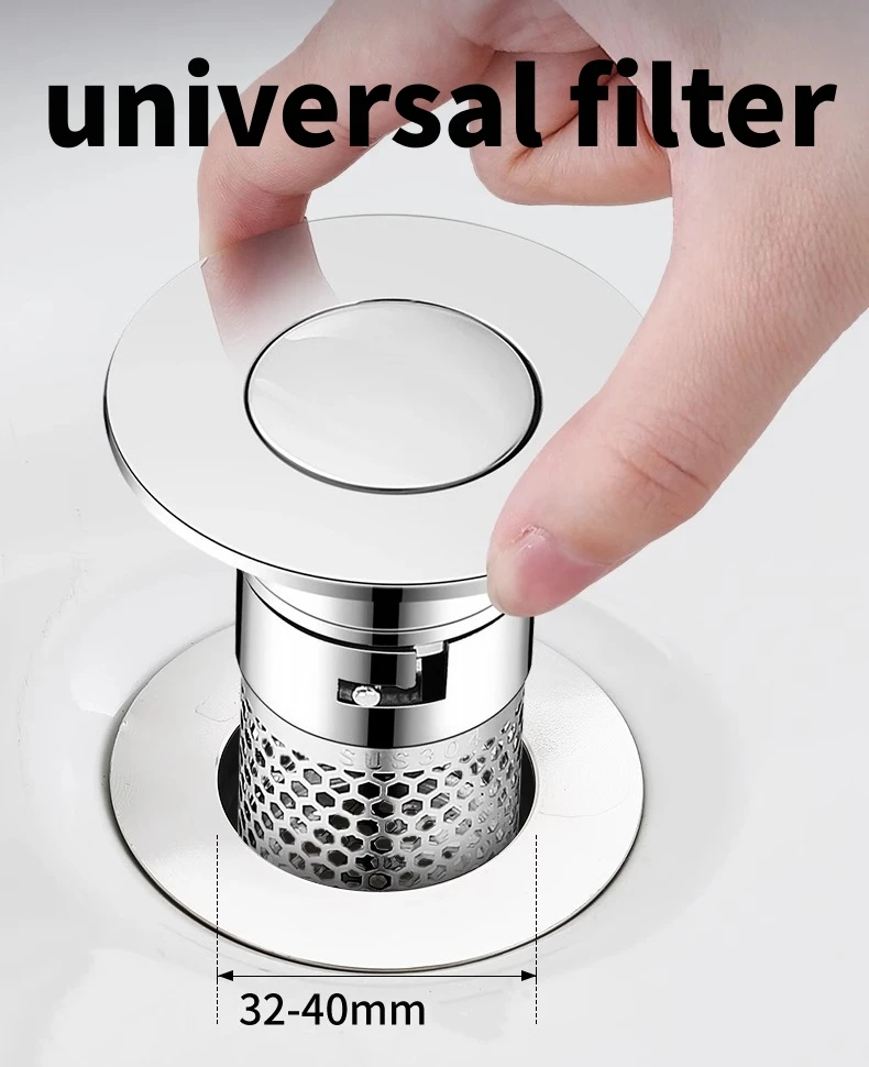 Description Picture 3 of itemWashbasin Drain Filter Pop-Up Bounce Core Stopper Hair Catcher Shower Sink Strainer Kitchen Bathroom Accessory