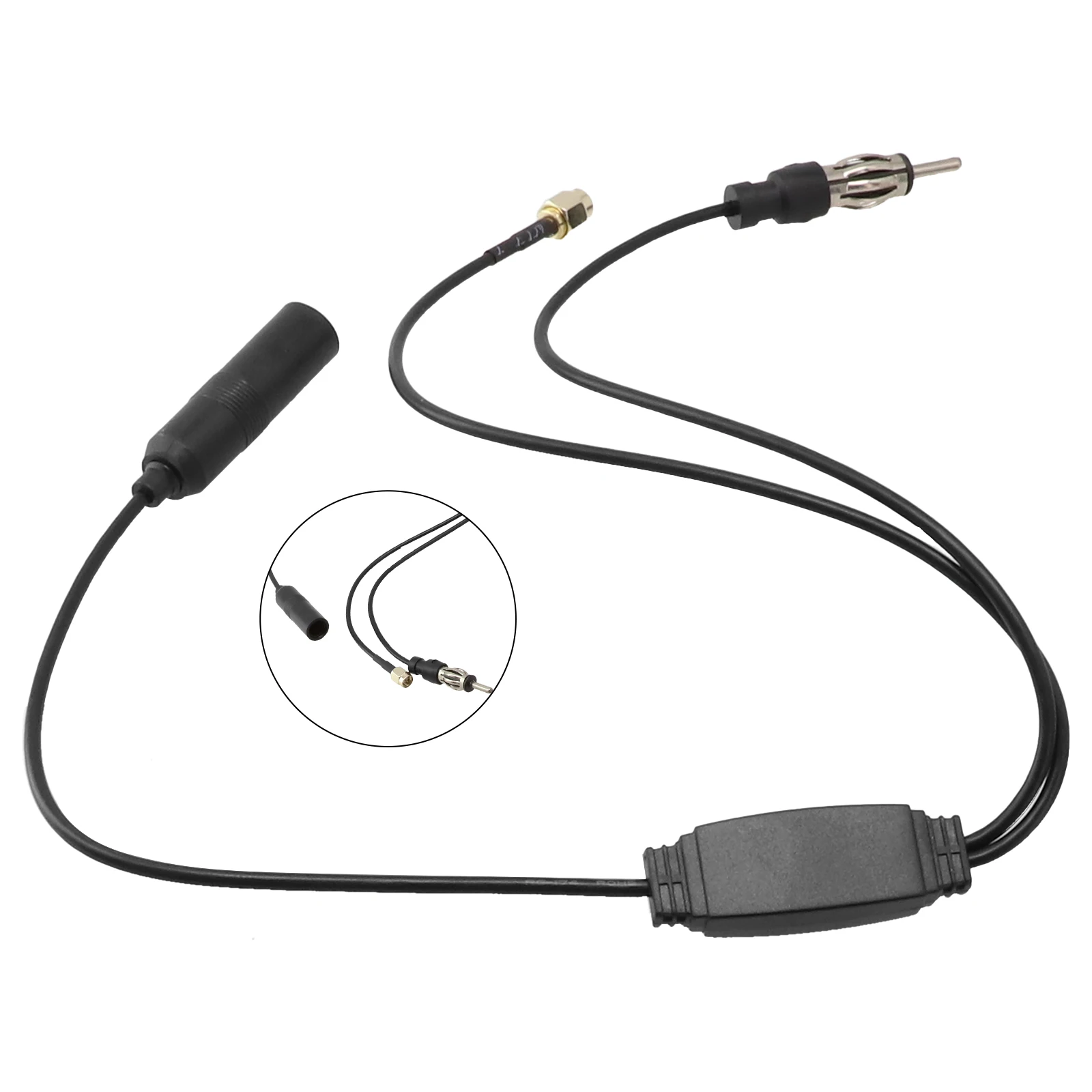

1x New FM/AM DAB + Car Radio Active Antenna Aerial Splitter Adapter Cable SMB Converter Universal Auto Electronics Accessories