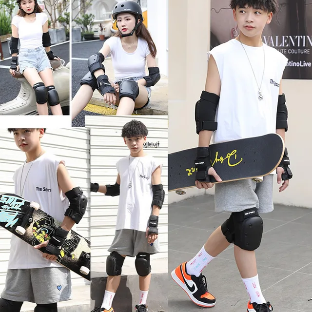 Protective Gear Set Skating Helmet Knee Elbow Pads Wrist Protector for Kids Adults Cycling Roller Skating Rock Climbing 6