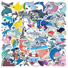 

10/50Pcs Cartoon Animals Shark Stickers Waterproof Vinyl For Motorcycle Helmet Skateboard Laptop Luggage Stickers Decal Kids Toy