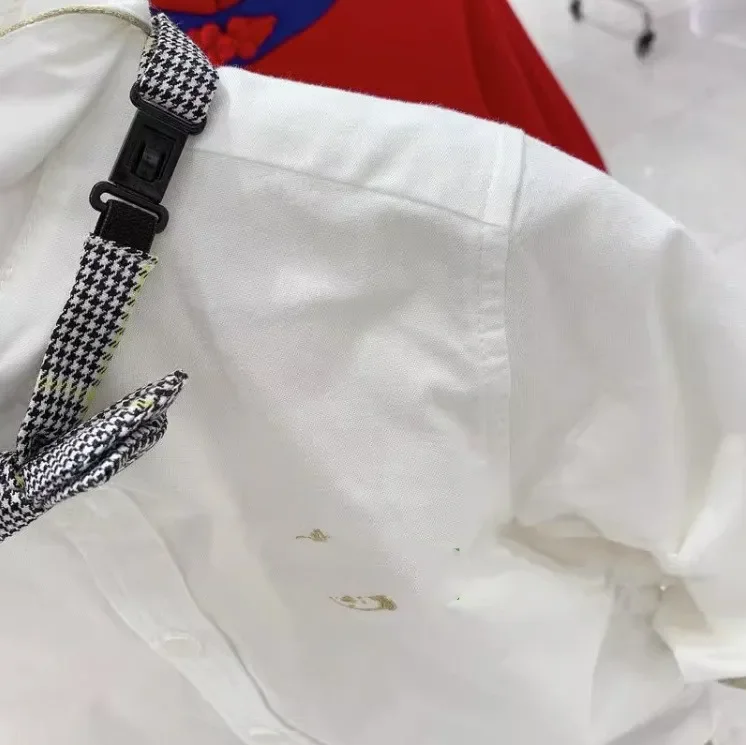 Children's Spring Autumn Long Sleeve Button-Up Shirt TKYA231102B Detachable Necktie Shirt For Boys Support One-Piece pi