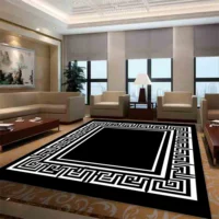 Luxury Carpet Decoration Home Black Simple Style Large Rugs Living Room Bedroom Entrance Washable Easy Cleaning Lounge Mat 1