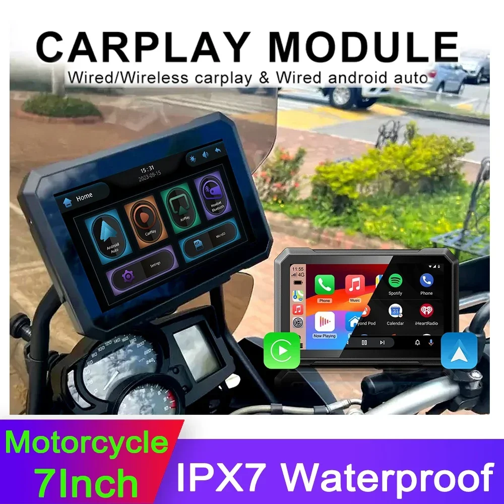 7 Inch Motorcycle CarPlay Portable Moto Navigation Support Wireless CarPlay  Android Auto Outdoor IPX7 Waterproof Screen - AliExpress