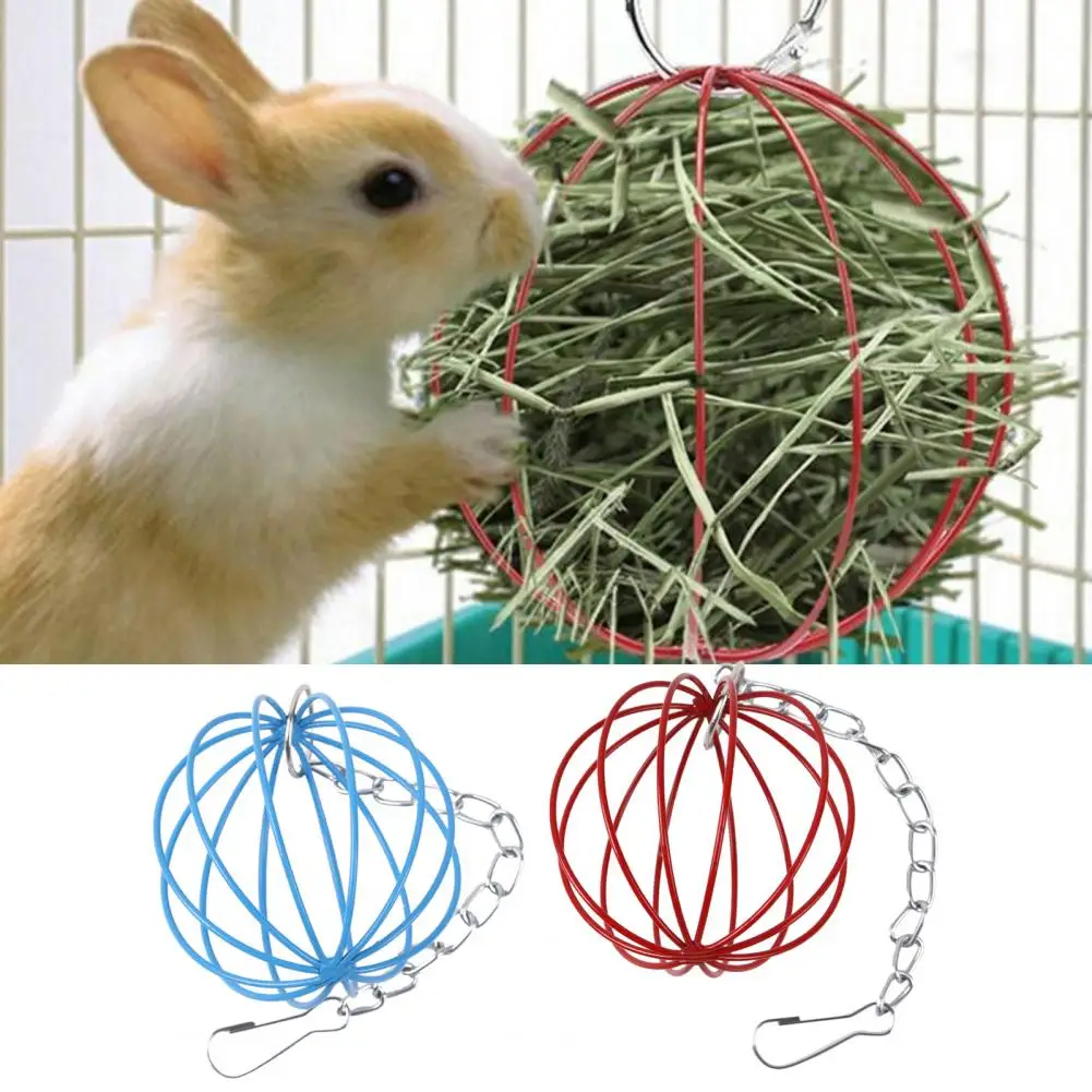 Pet Toys Hamster Toy Pet Grass Ball Hanging Long Chain Round Rabbit Grass Ball Small Metal Hamster Grass Ball Rack Guinea Pig Feeder Pet Toy Pet Supplies