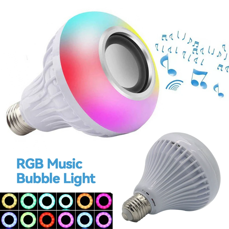 RGB Bluetooth Music Ball Bubble Light Super Bright LED 7 Color Bulb Cool Light Wireless Remote Control with Sound Stage